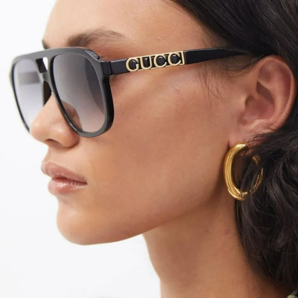 NEW Gucci GG1188S 002 Black Grey Gradient Pilot Unisex Sunglasses